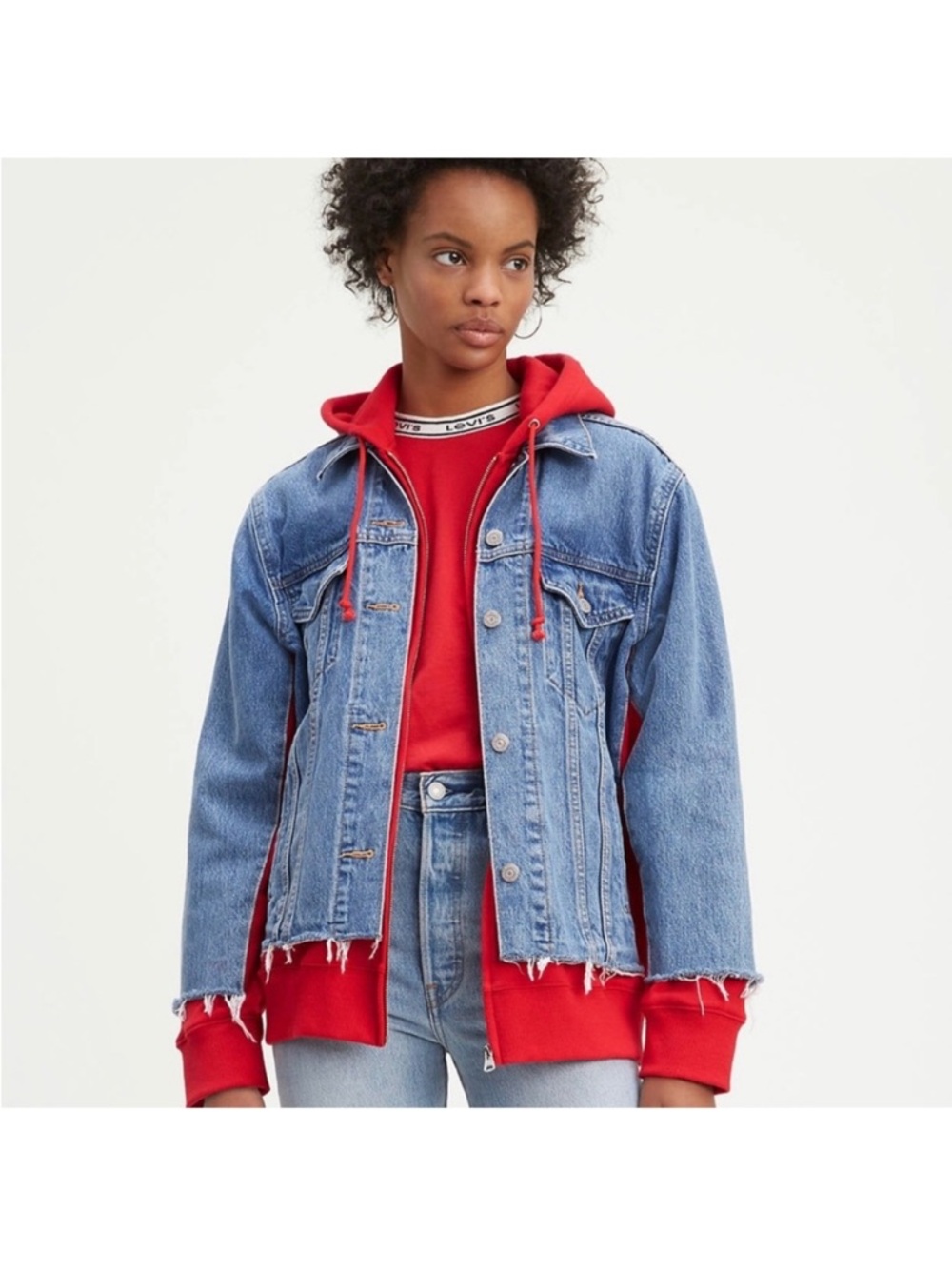 Levi's denim and red jacket hooded ex boyfriend